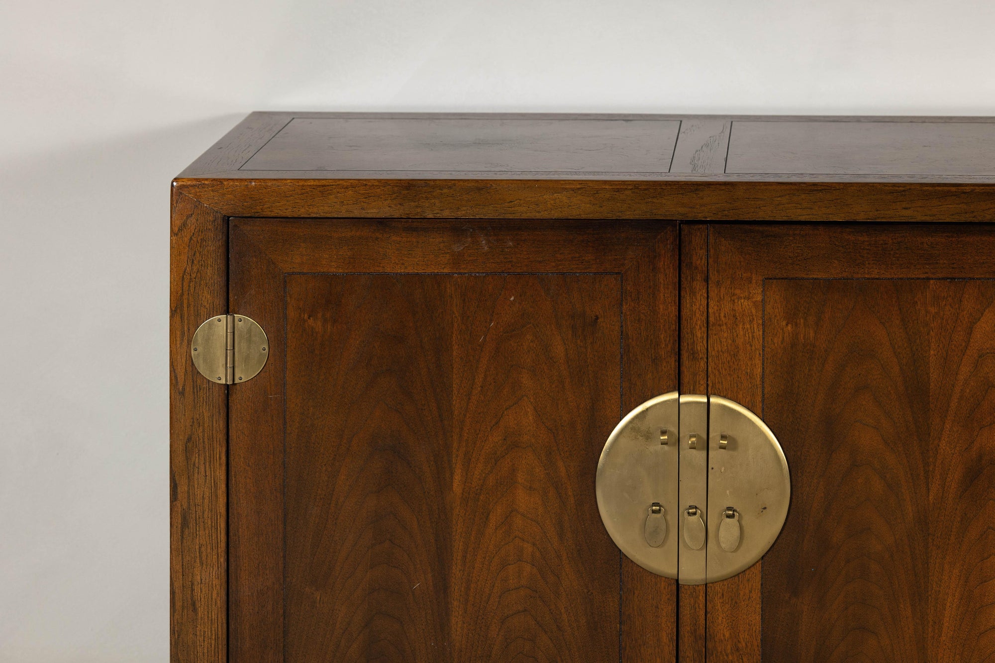 Baker Furniture Sideboard with Brass Hardware and Burl Wood Inlay