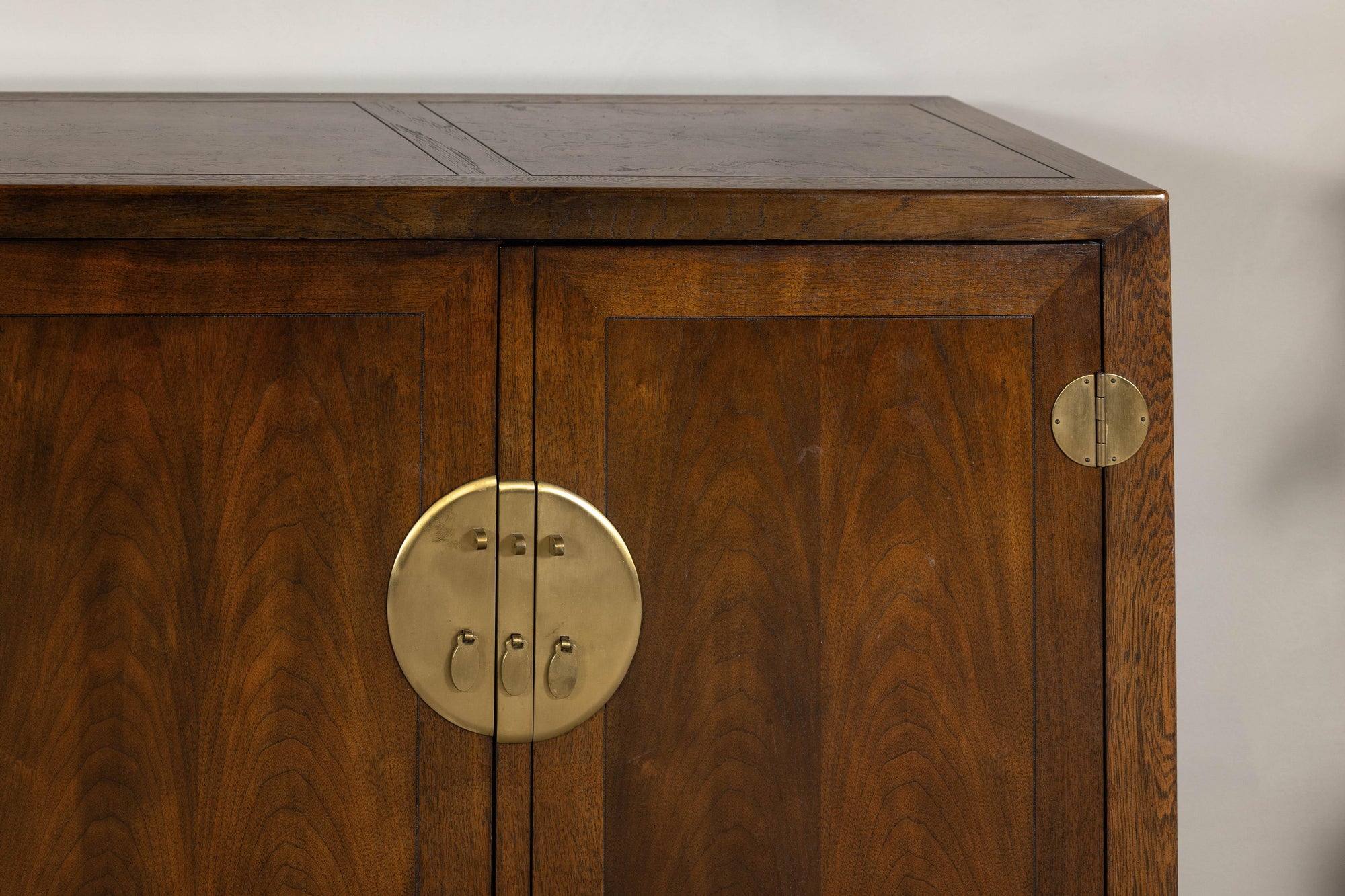 Baker Furniture Sideboard with Brass Hardware and Burl Wood Inlay