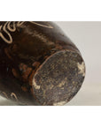Late Qing Dynasty Ceramic Wine Jug with Calligraphy and Dark Glaze