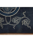 Indigo Panel with Crest Motif in Wooden Frame