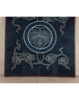 Indigo Panel with Crest Motif in Wooden Frame