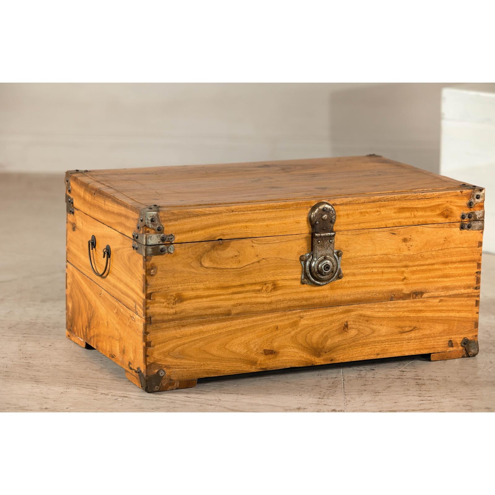Vintage Camphorwood Storage Trunk with Metal Hardware and Latch
