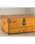 Vintage Camphorwood Storage Trunk with Metal Hardware and Latch