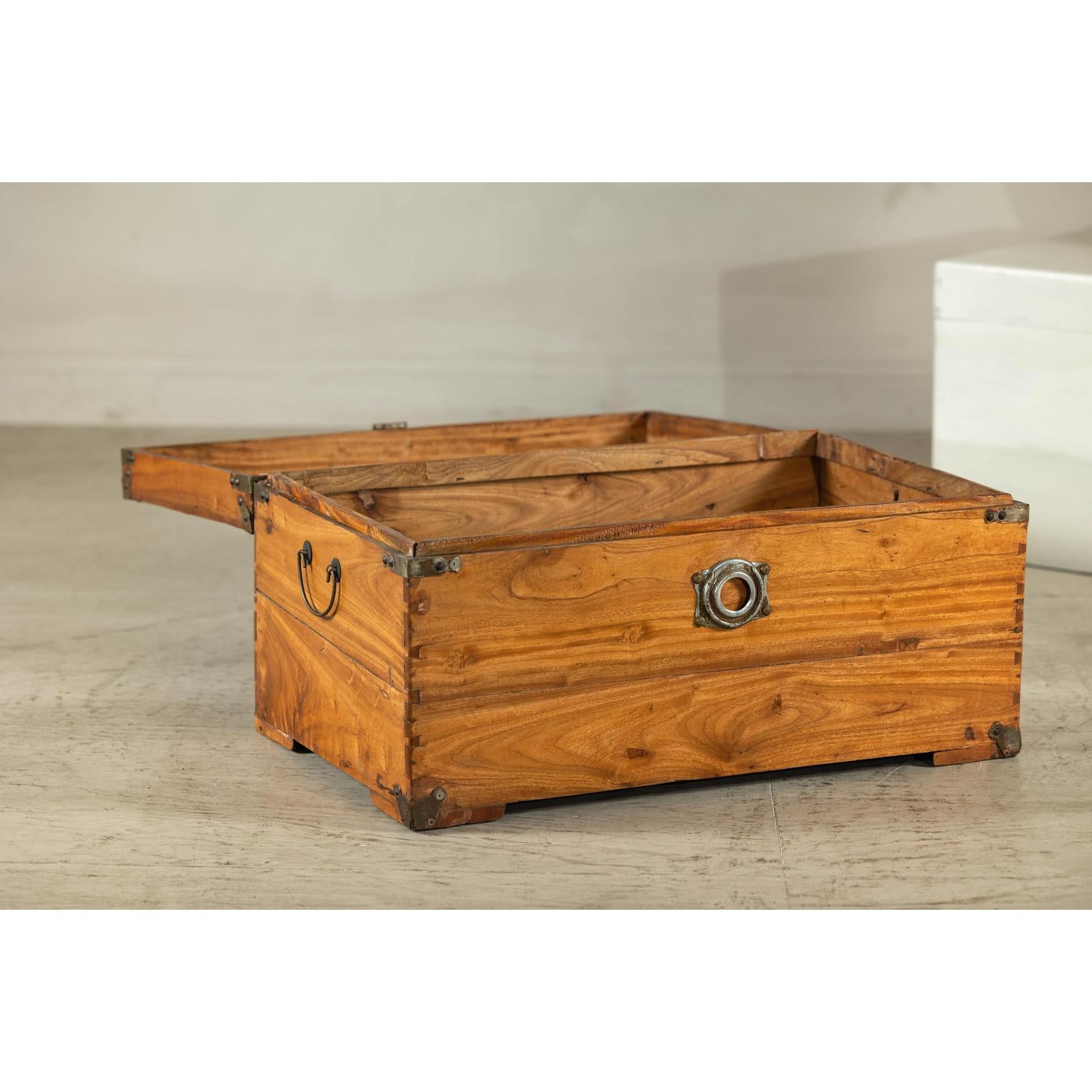 Vintage Camphorwood Storage Trunk with Metal Hardware and Latch
