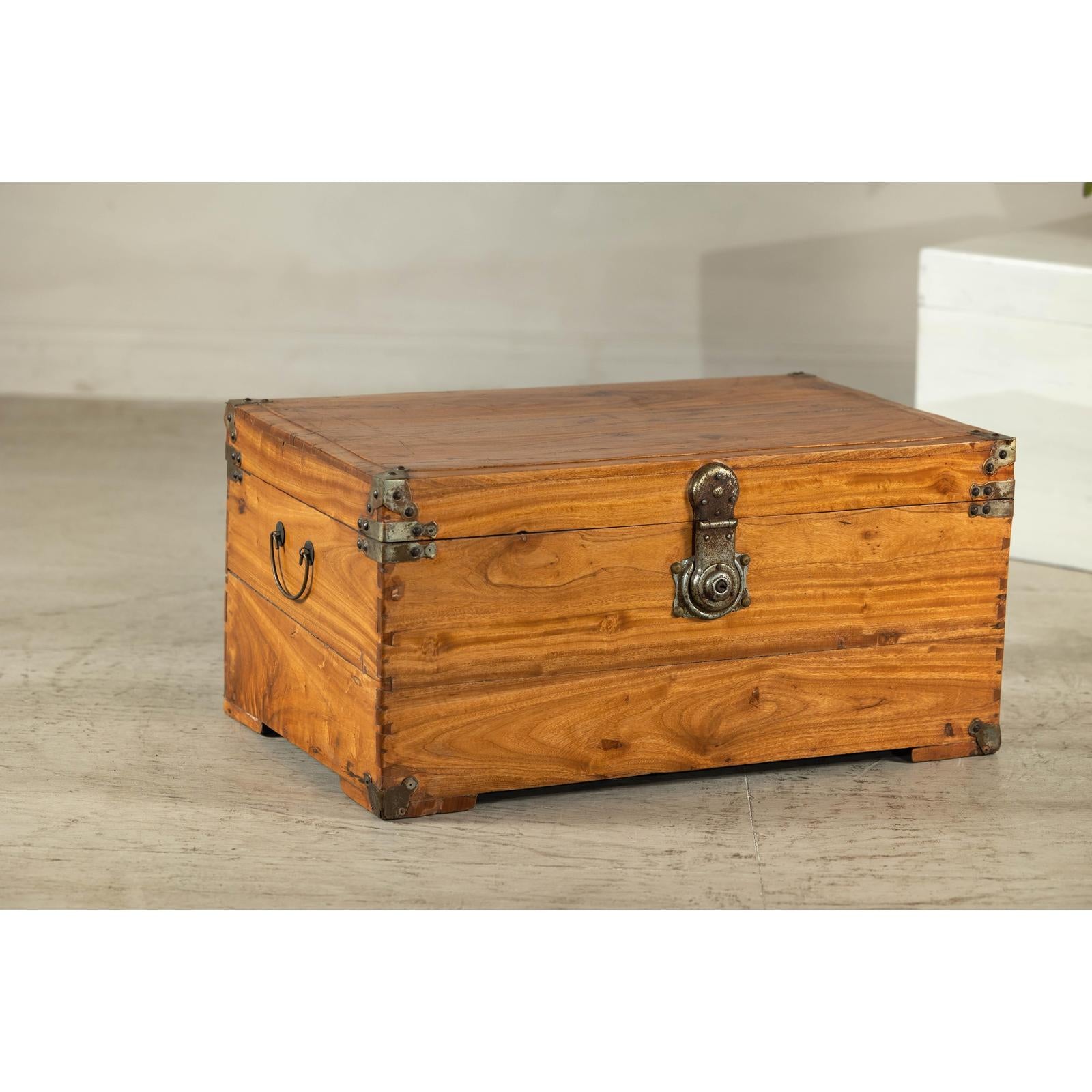 Vintage Camphorwood Storage Trunk with Metal Hardware and Latch