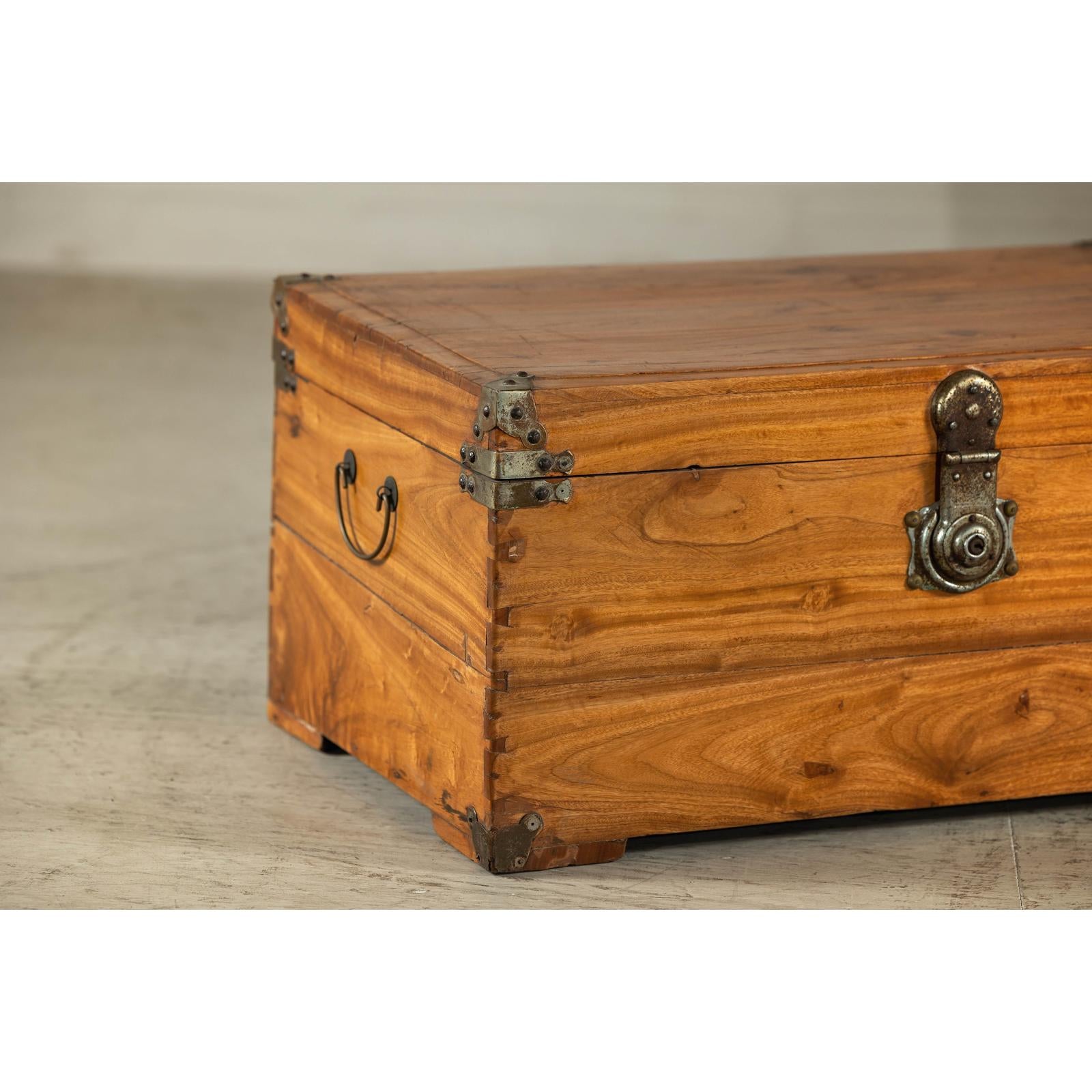 Vintage Camphorwood Storage Trunk with Metal Hardware and Latch
