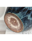 Large Blue and Aqua Glazed Ceramic Planter with Rounded Form