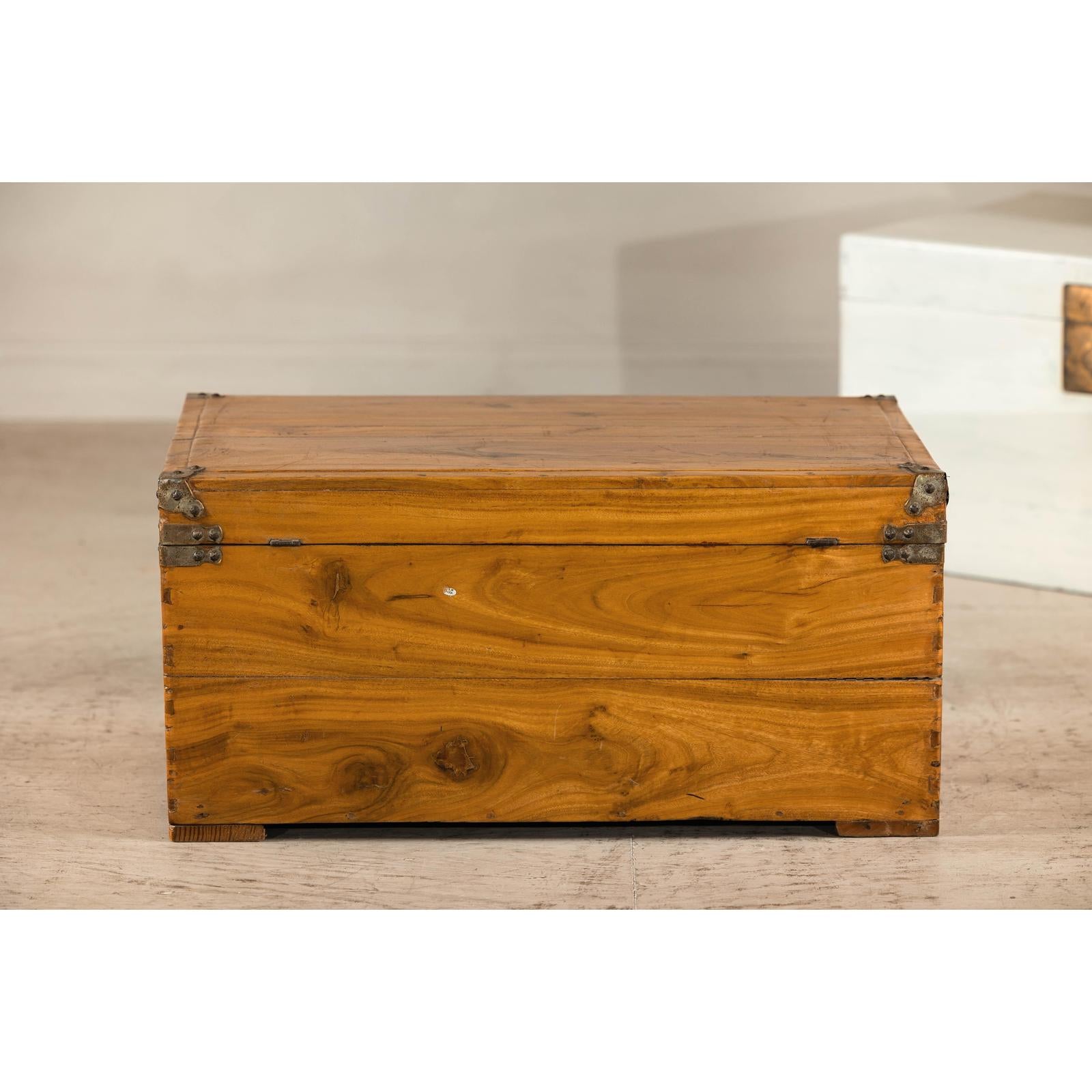 Vintage Camphorwood Storage Trunk with Metal Hardware and Latch