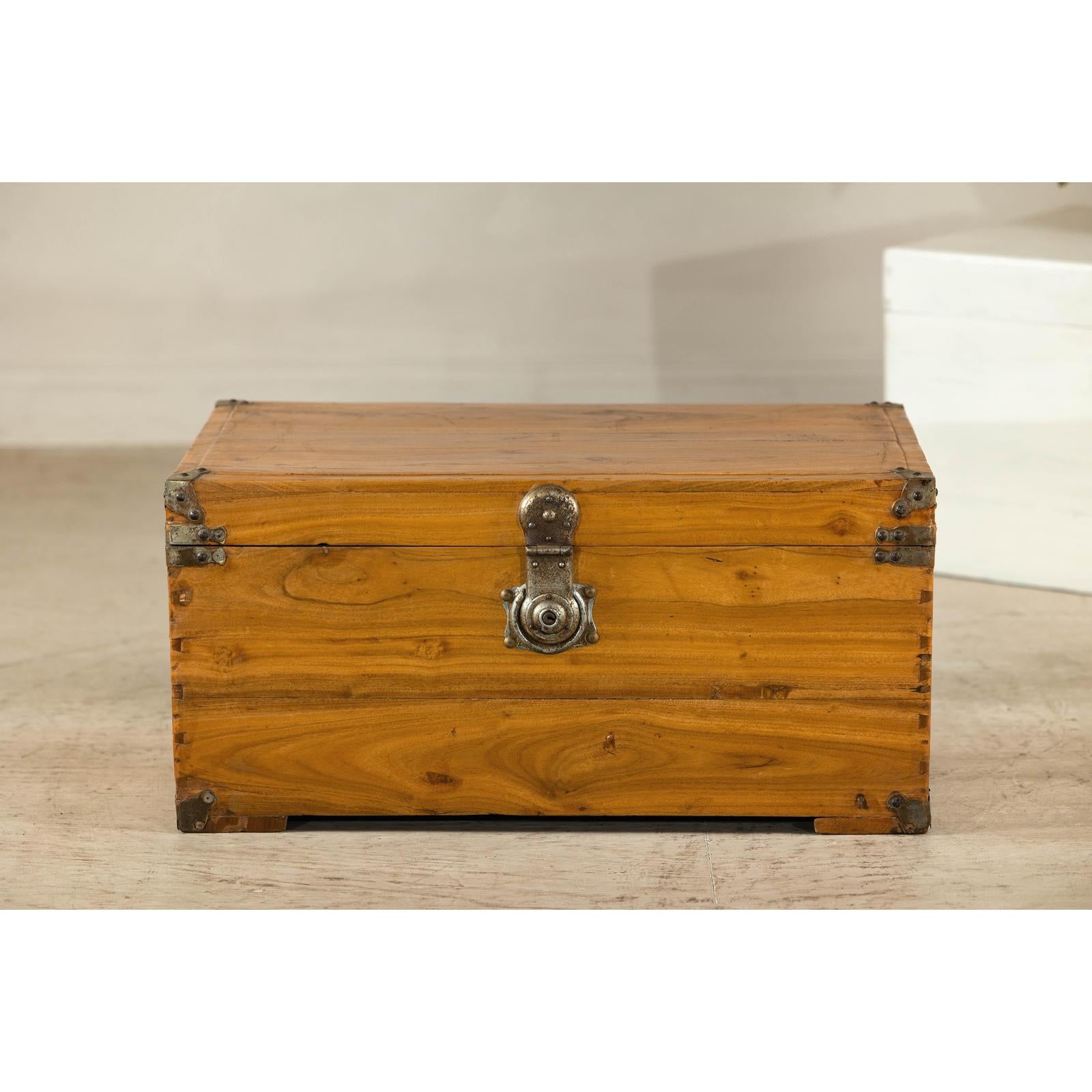 Vintage Camphorwood Storage Trunk with Metal Hardware and Latch