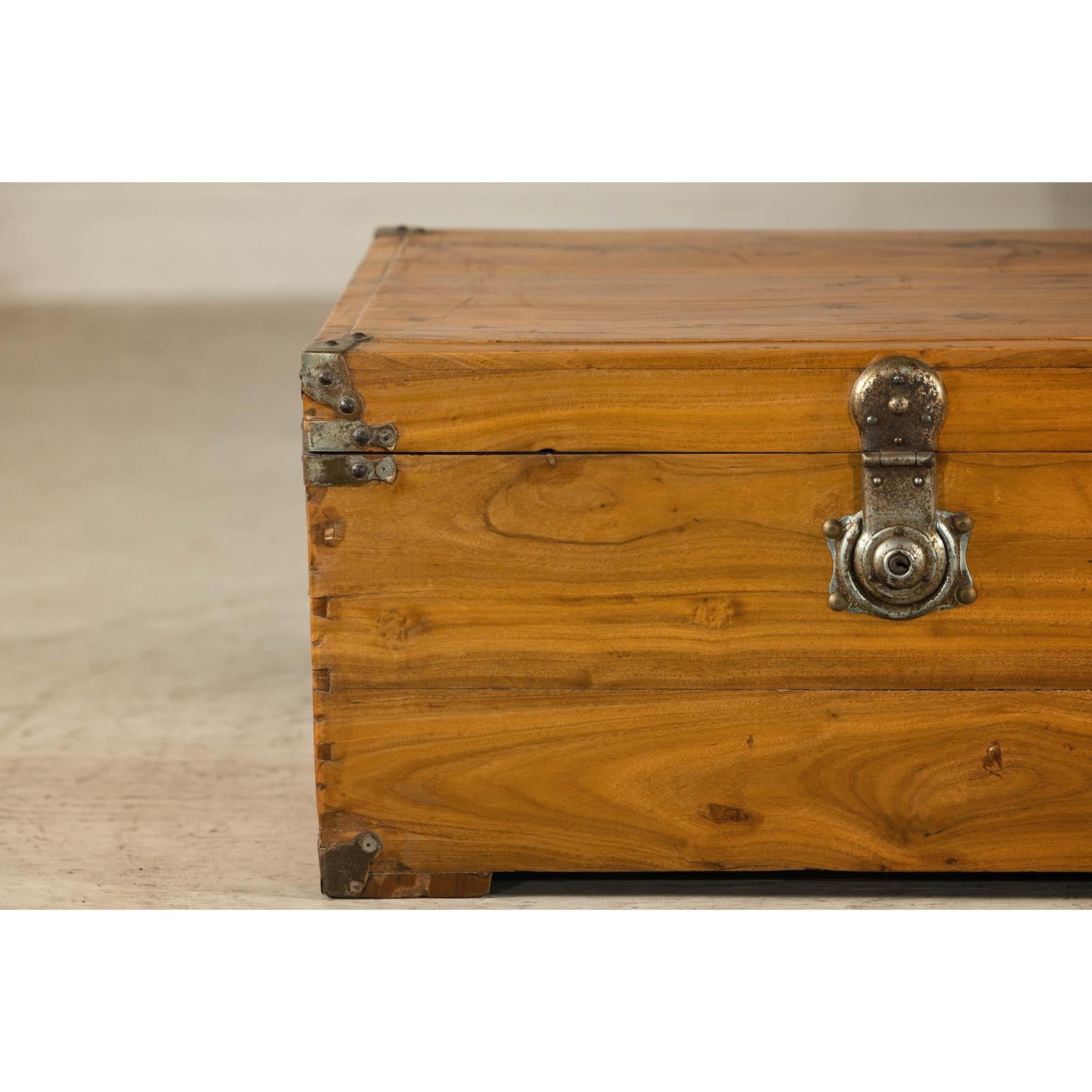 Vintage Camphorwood Storage Trunk with Metal Hardware and Latch