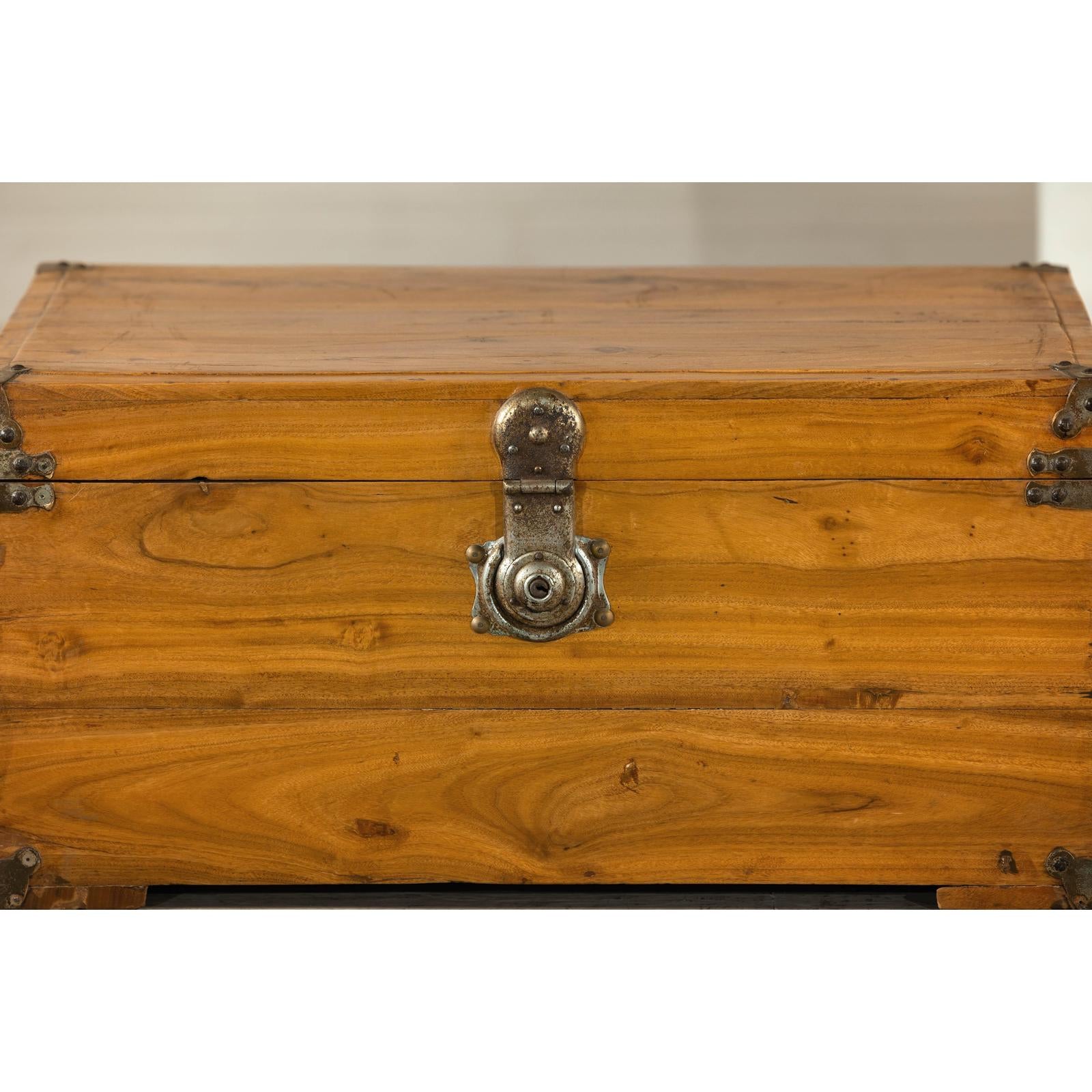 Vintage Camphorwood Storage Trunk with Metal Hardware and Latch