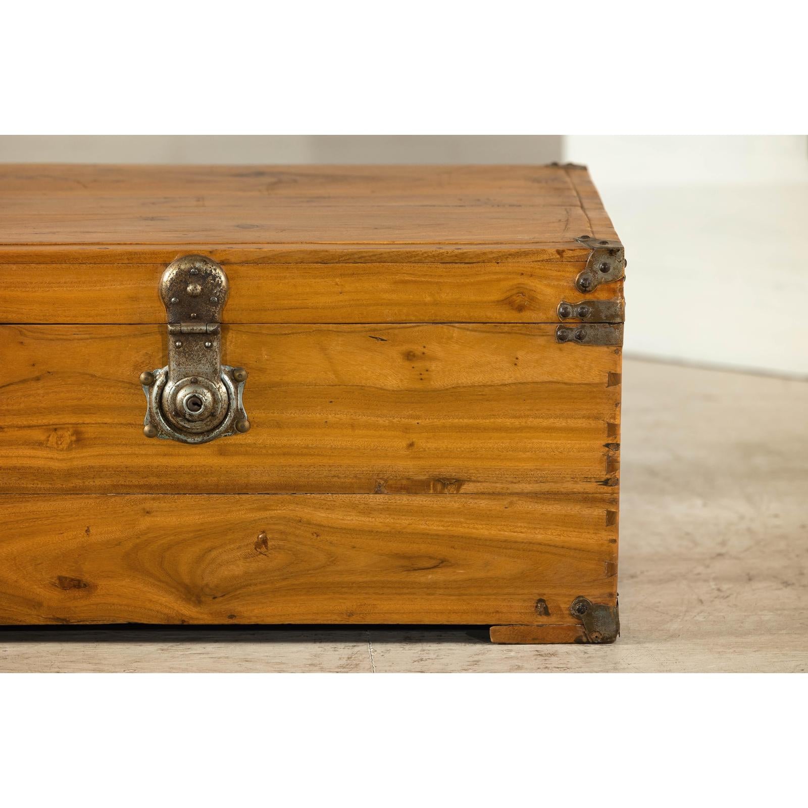 Vintage Camphorwood Storage Trunk with Metal Hardware and Latch