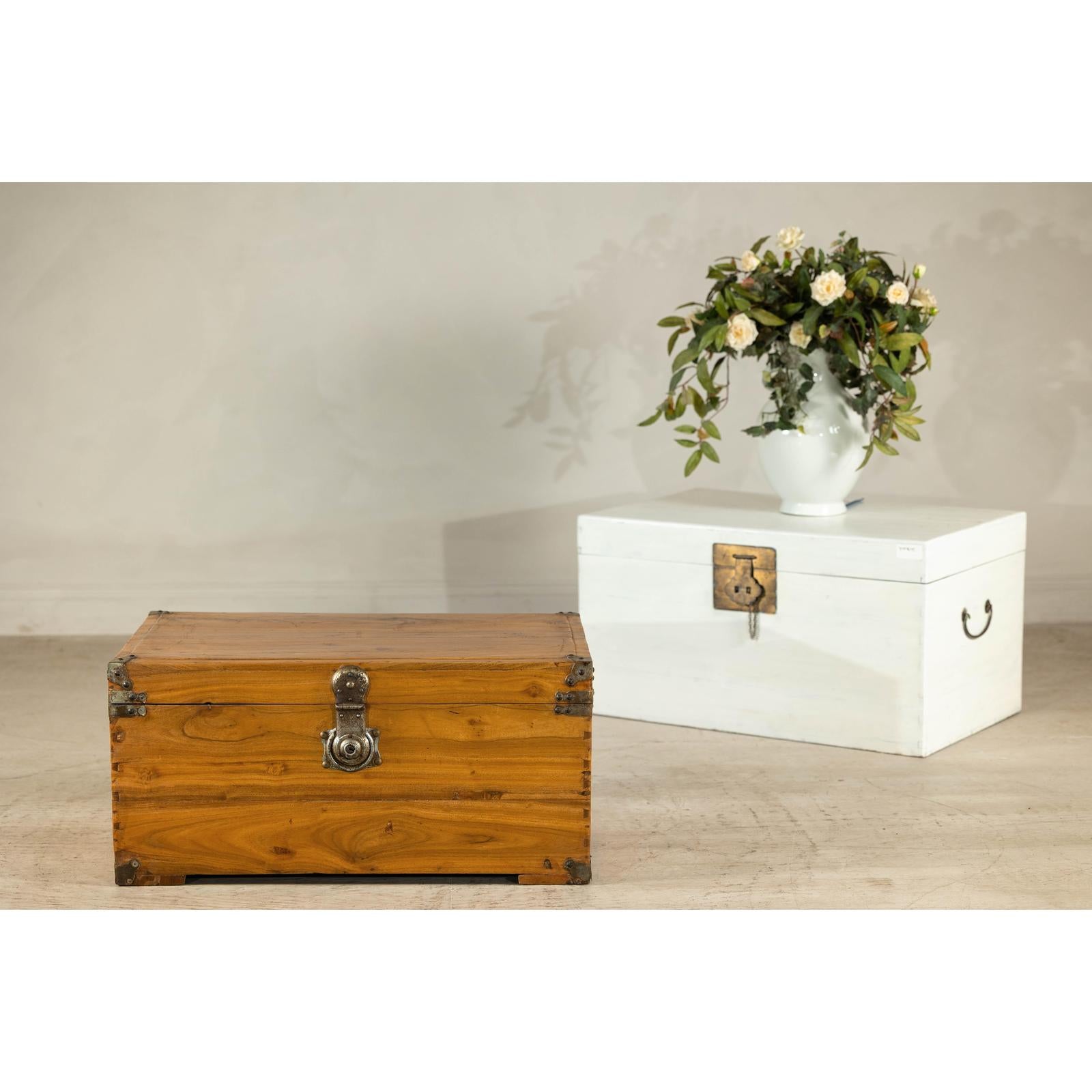 Vintage Camphorwood Storage Trunk with Metal Hardware and Latch