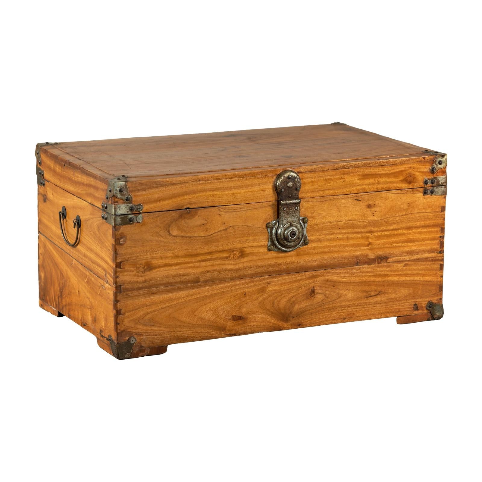 Vintage Camphorwood Storage Trunk with Metal Hardware and Latch