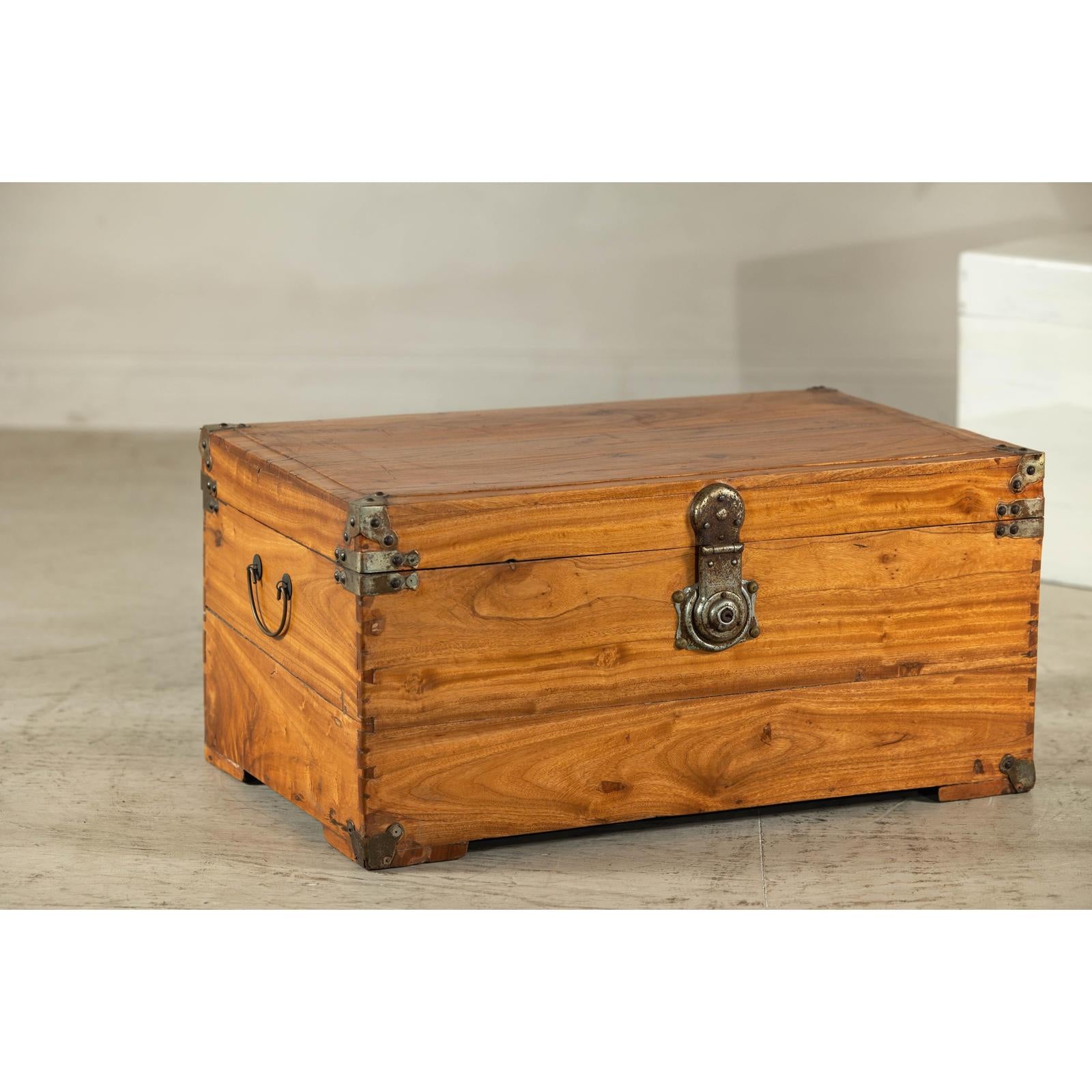 Vintage Camphorwood Storage Trunk with Metal Hardware and Latch