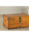Vintage Camphorwood Storage Trunk with Metal Hardware and Latch