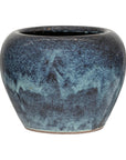 Large Blue and Aqua Glazed Ceramic Planter with Rounded Form