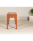 Console Table with Carved Waist in Jumu Wood, Late Qing Cinnabar Finish