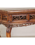 Late Qing Dynasty Hardwood Hall Table with Dragon Carvings and Lacquer Patina