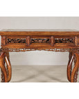 Late Qing Dynasty Hardwood Hall Table with Dragon Carvings and Lacquer Patina