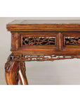 Late Qing Dynasty Hardwood Hall Table with Dragon Carvings and Lacquer Patina
