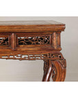 Late Qing Dynasty Hardwood Hall Table with Dragon Carvings and Lacquer Patina