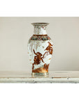 Porcelain Baluster Shaped Vase with Hand-Painted Monkeys and Floral Motifs