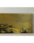 Expansive Chinese Metal Wall Art with Gold and Black Mountainous Scene