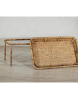 Country Style Rattan Coffee Table with Removable Serving Tray Top
