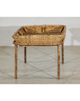 Country Style Rattan Coffee Table with Removable Serving Tray Top