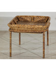 Country Style Rattan Coffee Table with Removable Serving Tray Top