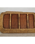 Country Style Rattan Coffee Table with Removable Serving Tray Top