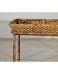 Country Style Rattan Coffee Table with Removable Serving Tray Top