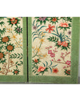 Hand-Painted Floral Screen with Butterflies, Vintage Four-Panel Divider