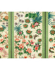 Hand-Painted Floral Screen with Butterflies, Vintage Four-Panel Divider