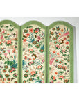 Hand-Painted Floral Screen with Butterflies, Vintage Four-Panel Divider