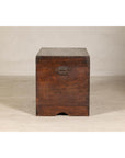 Antique Wedding Trunk with Carved Details, Mirror, and Hidden Storage
