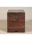 Antique Wedding Trunk with Carved Details, Mirror, and Hidden Storage