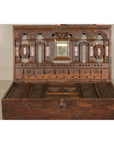 Antique Wedding Trunk with Carved Details, Mirror, and Hidden Storage