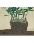 Framed Midcentury Botanical Print with Gold Leaf and Green Matte