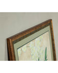 Framed Midcentury Botanical Print with Gold Leaf and Green Matte