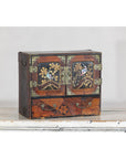 Lacquer Box with Mother-of-Pearl Inlay and Parquetry Drawers