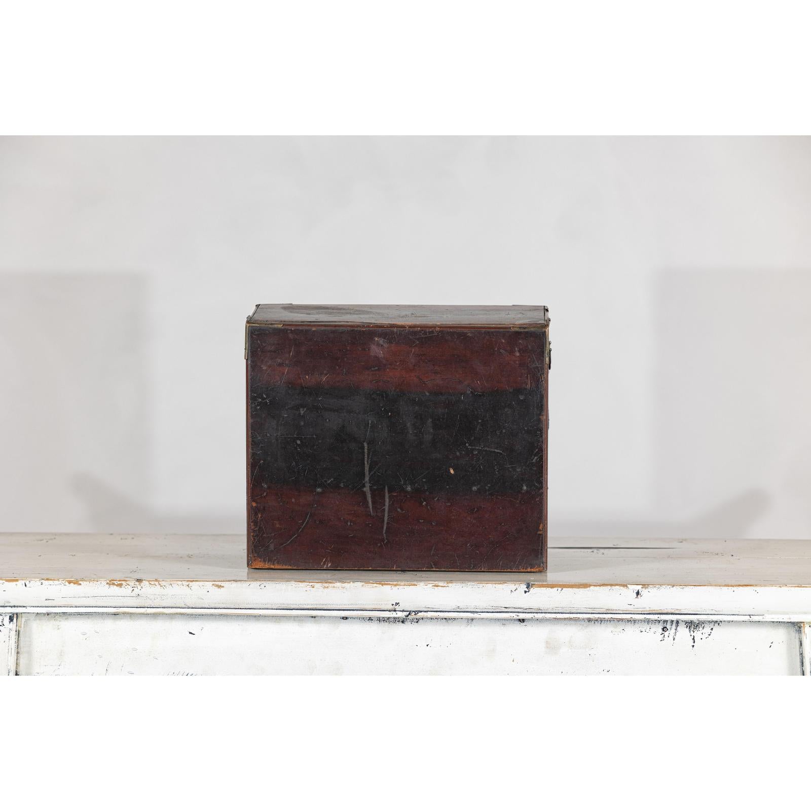 Lacquer Box with Mother-of-Pearl Inlay and Parquetry Drawers