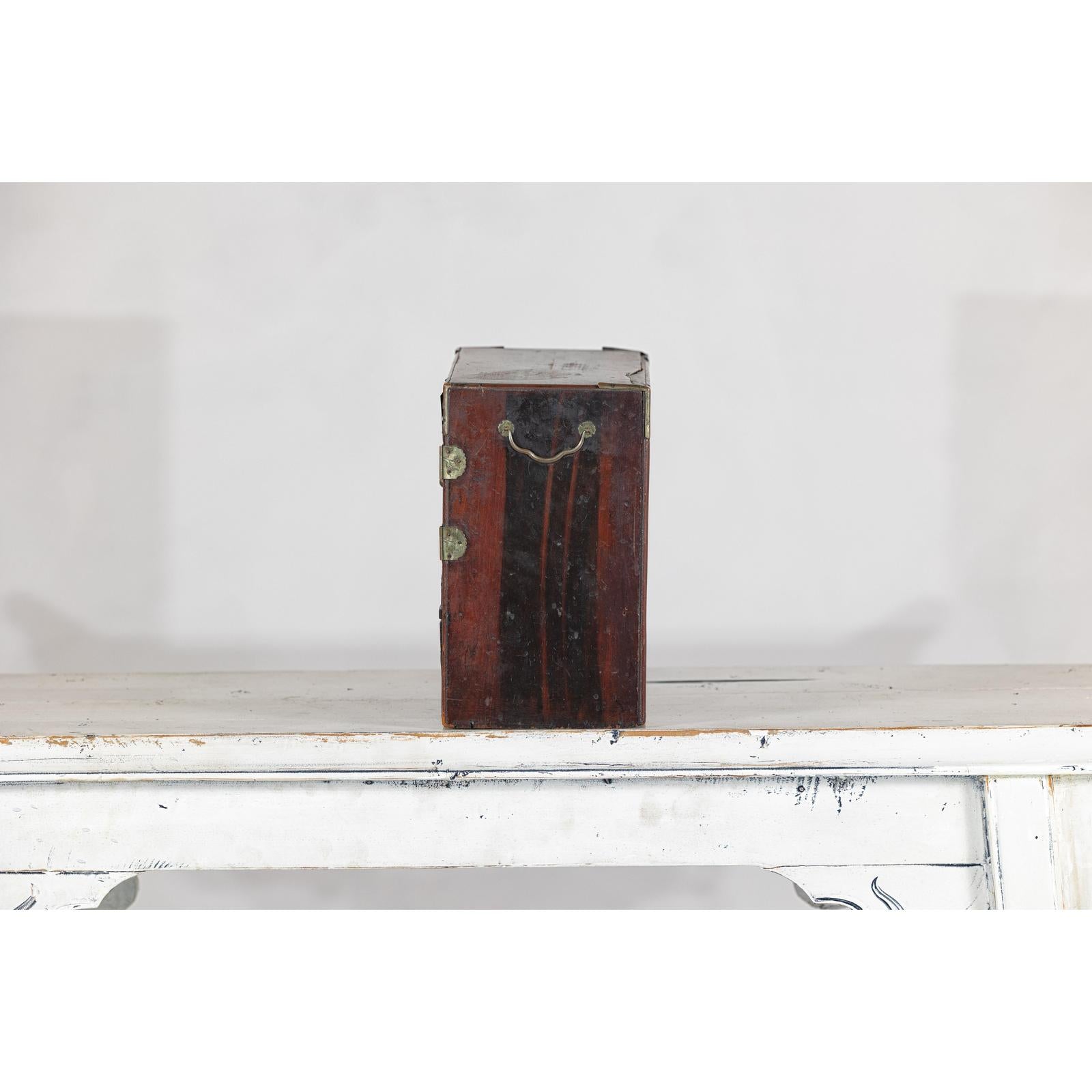 Lacquer Box with Mother-of-Pearl Inlay and Parquetry Drawers