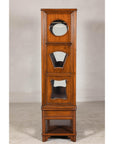 Two-Piece Hardwood Display Cabinet with Glass Paneled Cutouts
