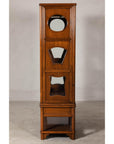 Two-Piece Hardwood Display Cabinet with Glass Paneled Cutouts