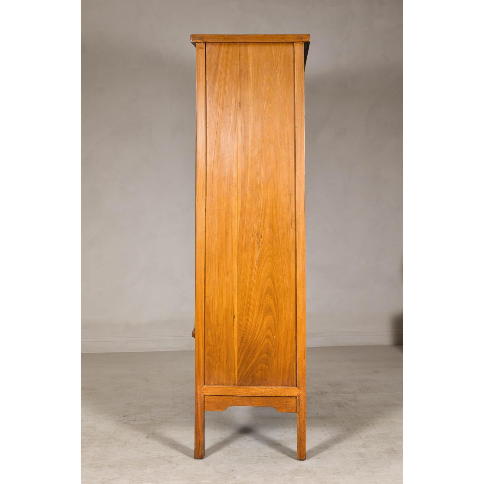 Late Qing Dynasty Elm Armoire with Storage Drawers and Hidden Lower Compartment
