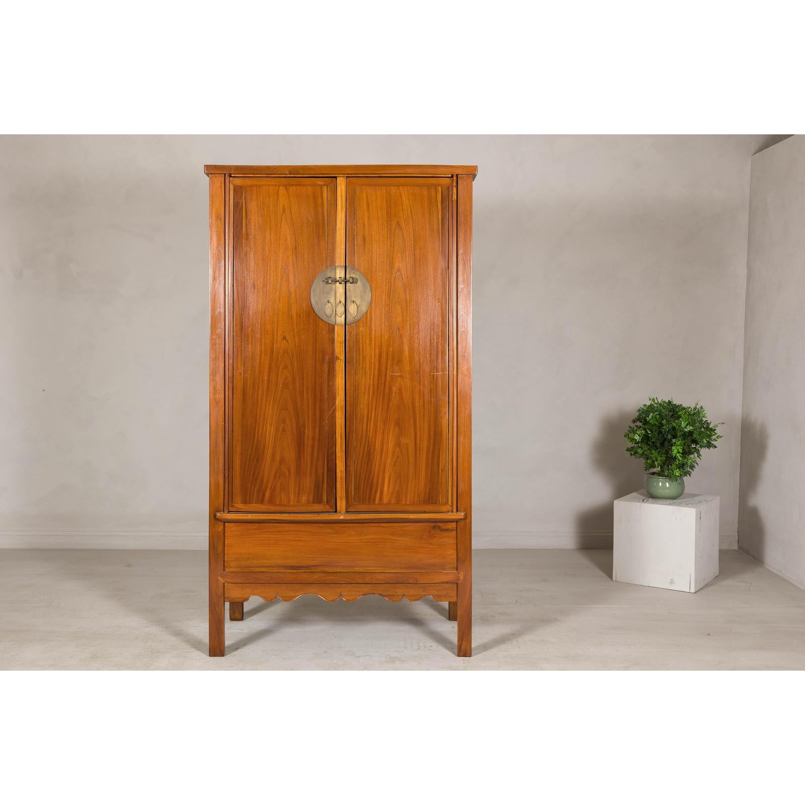 Late Qing Dynasty Elm Armoire with Storage Drawers and Hidden Lower Compartment