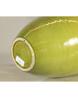 Tall Artisan Ceramic Vase in Dripped Brown and Chartreuse Glaze