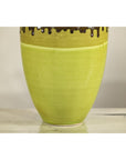 Tall Artisan Ceramic Vase in Dripped Brown and Chartreuse Glaze